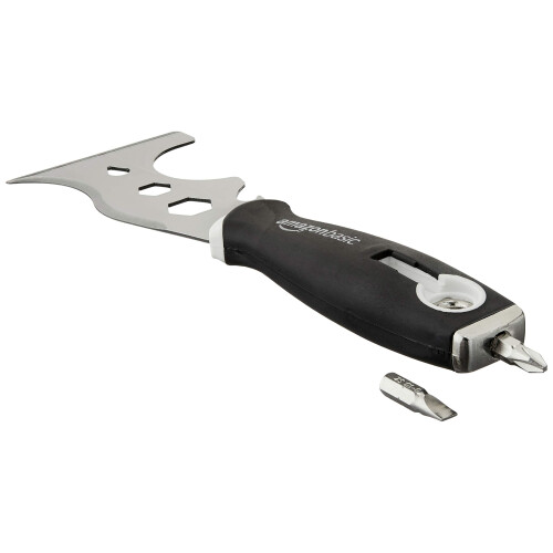 Amazon Amazon Basics 14-in-1 Versatile Soft Grip Painters Tool with Straight Scraper, Curved Scraper, Hammer End, Nail Puller, 2 Philips Screwdriver Bit and 2