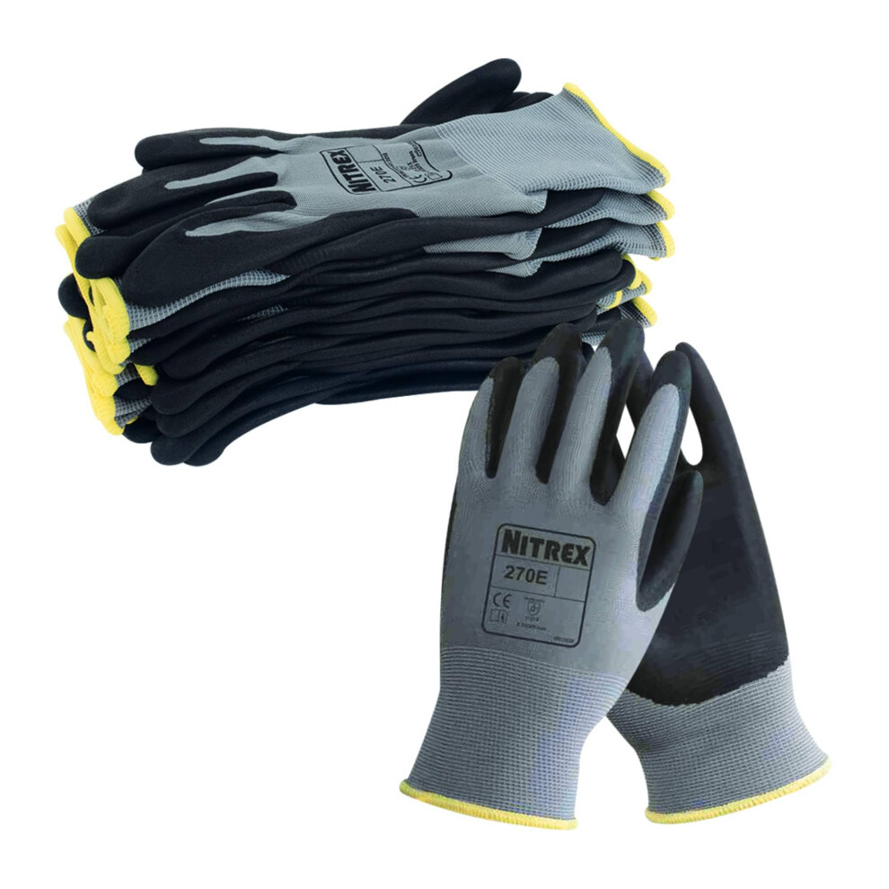 Nitrex 270E Work Gloves Â Pack Of 10 | Safety Gloves With Enhanced Grip | Protective Workwear For Various Workplace Hazards | Size 8 5051226901232