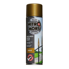 Nitromors Anti-Rust Smooth Finish Metal Spray Paint, No Primer Required, Gold, 500 ml