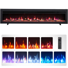 FlameKo Dilton 60"/152cm 3 in 1 Electric Fireplace with Logs, Freestanding, Wall Mounted, Recessed, 9 Colour Flame Effect, Media Wall Compatible, 900