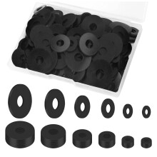 150 PCS Rubber Washers, 6 Sizes Nylon Washers, Round Gasket Gasket Assortment, Black Flat Plastic Spacers Washers for Sealing Repair and Most Standar