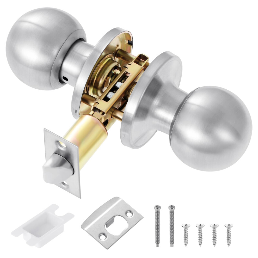 Photos - Door Handle Coolty Passage Door Knob Set Keyless Non Locking Round  Ideal for Non-Locking Interior Doors Kitchens Closet Pant