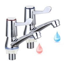 2pcs eTrademart Bathroom Basin Taps Pair, 1/2" BSP Chrome-Plated Brass Lever Sink Taps for Bathroom Basin & Kitchen, Separate Hot & Cold Tap Set with