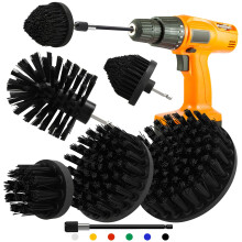 Drill Brush Attachment Set, 5pcs 1/4in Power Scrubber With 1pcs Extend Long Attachment for Cleaning Showers, Tubs, Bathroom, Tile, Grout, Carpet (5 B