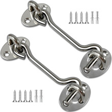 TOPYWMSP Hook and Eye Latch 2Pcs 4 Inch Stainless Steel Cabin Hook for Door,Gate,Window(100mm)