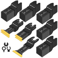 EXKRAEFT 55 PCS Oscillating Saw Accessories, Universal Titanium Oscillating Tool Accessories for Metal Nails, Wood and Plastic, Multi Tool Accessorie