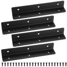 4 Pcs Angle Brackets for Wood, Corner Brackets for Raised Garden Bed, Black Metal L Brackets for Gardens, Fixing Repairing Jointing Furniture Shelves