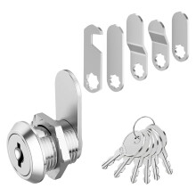 Cabinet Lock, Post Box Lock, Cam Locks, Comes with 6 Keys and 5 Different Locks Plates - Multi-Purpose for Cabinet, Cupboard, Mailbox, Drawer & Post