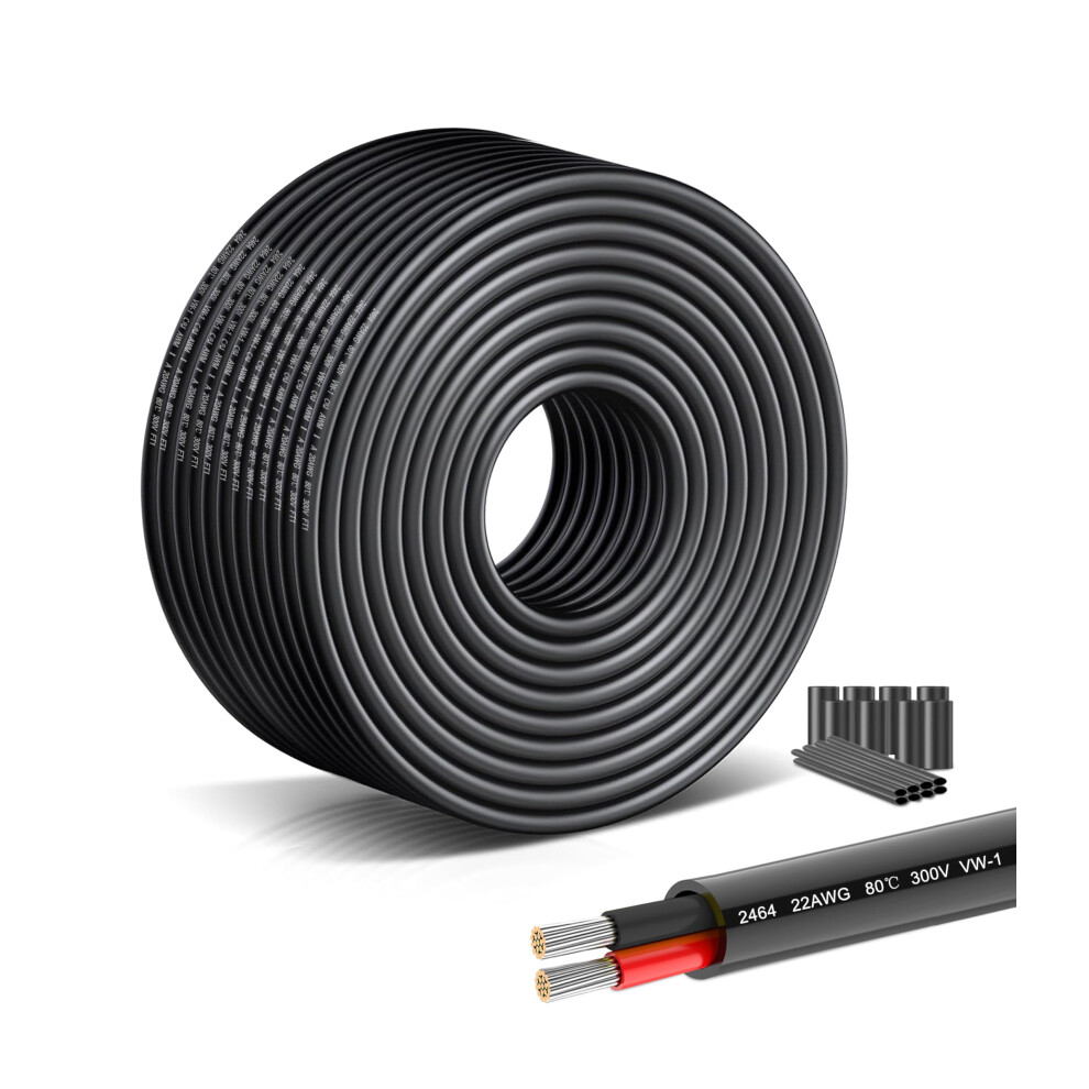 22 Gauge Twin Core Wire - Schdra 2X0.3mmâ² Tinned Copper Conductors, 25M/82.02Ft Flexible Pvc Cable, High Temperature Resistant (12V/24V/240V) Compati 61131576