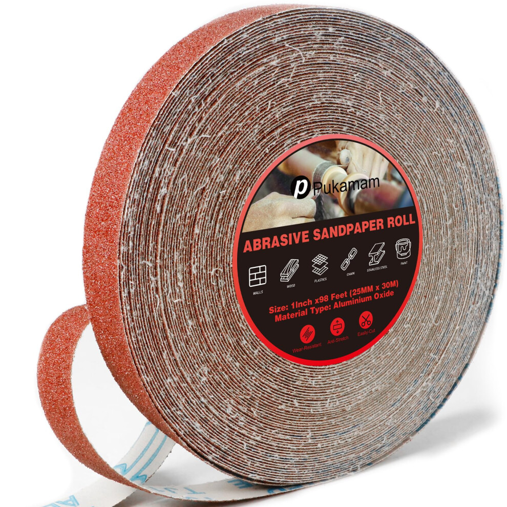 Emery Cloth Roll Set, Sandpaper Roll, 30 M 40 Grits Long Red Continuous Sandpaper Roll - Wet And Dry Emory Cloths For Polishing And Surface Treatment 12520008