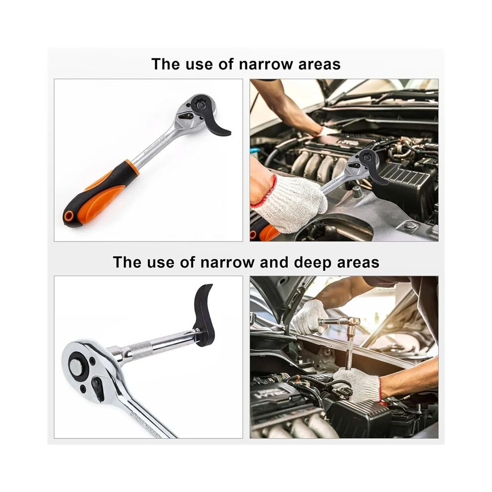 Wrench Adapter - Adjustable Indexing Pry Bar Adapter For 1/2 Inch Drive Ratchet, 4 Piece Pry Bar Adapter Tool 4852367020773