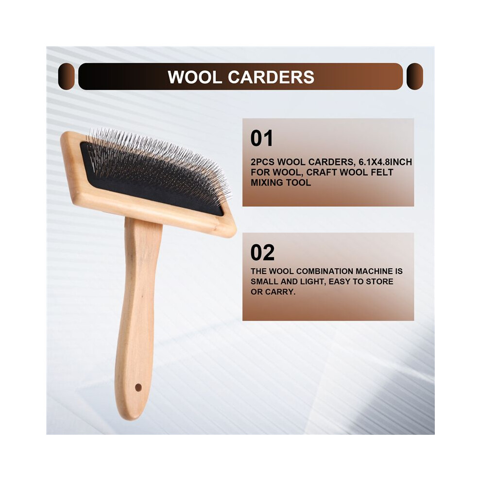 2 Pcs Wool Carders, 6.1Inchx4.8inch Large Hand Carders For Wool, Craft Wool Felt Mixing Tool, Pet Slicker Brush Spactz