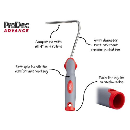 ProDec Advance Soft Grip 4 inch Mini Paint Roller Frame Compatible with All Mini 2