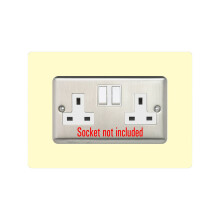Double Socket Surround, Square Acrylic Back Panel Finger Plate, Decorative Frame for Neat and Tidy Finish, Colour:Ivory