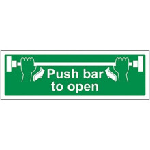 V Safety Push Bar To Open Door Sign - 300mm x 100mm - 1mm Rigid Plastic