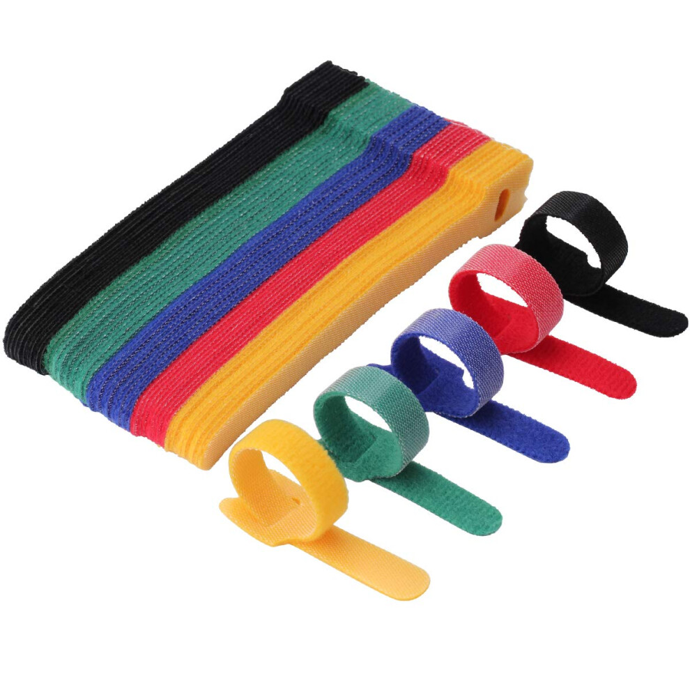 Reusable Cable Ties 50 Pack - Adjustable Hook And Loop Cable Tidy Straps For Pc, Tv, Wire Organiser, Desk Cable Management - Multicoloured, 150Mm 5051226908040