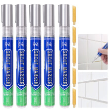 5 Pcs Tiles Grout Pen, Tile Grout Pen Silver Wall Repair Pens, Tile Grout Reviver Pens for Tile Grout Wall Floor Bathrooms and Kitchen Restoring Grou