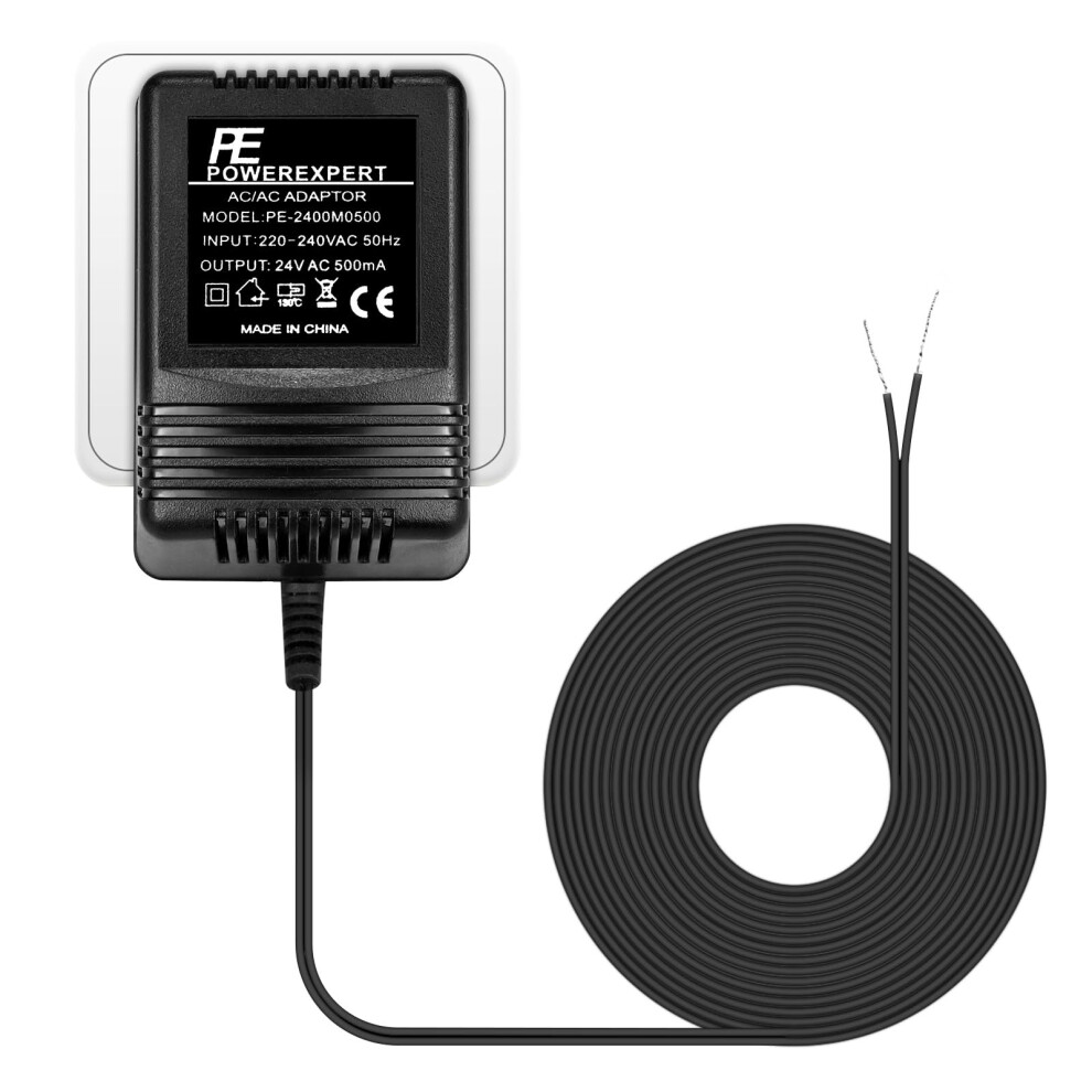 24V 500Ma Doorbell Transformer, C Wire Transformer Adapter Ac Power Supply Compatible With Ring Video Doorbell & Thermostat With 8M (315") Long Cable 5009754376688