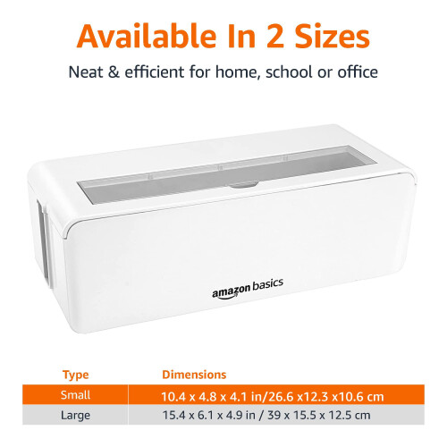 Amazon Amazon Basics Cable Tidy Box for Hiding and Organising Cables, Small, White 2
