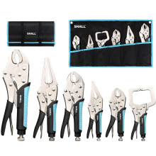 SHALL 6-Piece Locking Pliers, Vice Grips Pliers Set, 5",7" & 10" Curved Jaw, 6-1/2" & 9-1/2 Long Nose Locking Pliers, 6" Locking C-Clamp