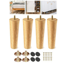 Eidoct Solid Wood Furniture Legs - Cabinet, Table, Chair & Dresser Replacement Legs with Rubber Protection Pads & Pre-Drilled M8 Bolts (8" / 20cm)