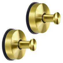 JOMOLA Suction Cup Towel Hooks for Bathroom Gold Shower Hooks Stainless Steel Suction Tea Towel Holder for Kitchen Sucker Hook for Glass Wall Vacuum