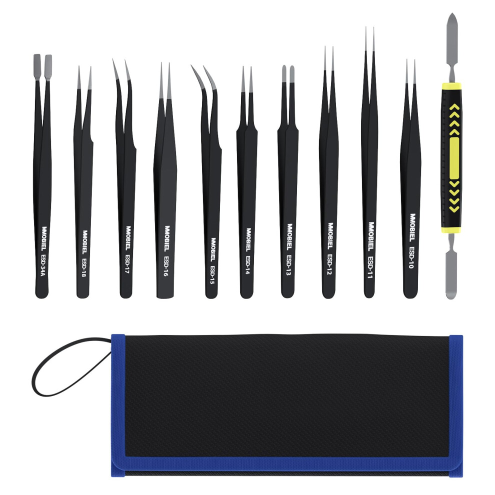 Mmobiel 10X Industrial Precision Esd Tweezers Anti-Static Stainless Steel For Electronics Tools, Jewelry, Computer, Laboratory Work 5051226972225