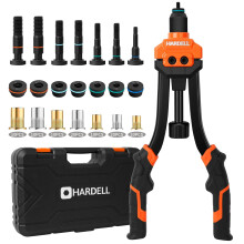 HARDELL Rivet Nut Tool Kit, 14" Rivnut Tool Kit with 80PCS Rivet Nuts, 6 Metric & Inch Mandrels M6, M8, M10, 1/4-20, 5/16-18, 3/8-16 and Rugged Carry
