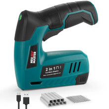 NEU MASTER Cordless Staple Gun - Small 4V Power Upholstery Staplers, 2 in 1 Stapler & Nailer with Micro USB Cable,1000pcs Each Staples/Nails, Ideal f