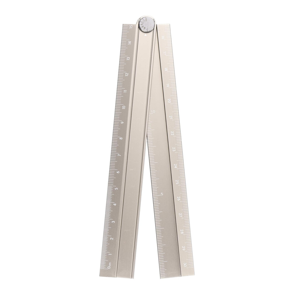 Sourcing Map Folding Straight Ruler 30Cm Metric Aluminum Alloy Protractor Foldable Angle Ruler Geometric Measuring Tool With Angle Line For 5051226900709