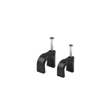100 Pack 2 Sizes Black Strong Cable Clips, 6mm & 8mm Round Cable Wire Clips with Steel Nails Cable Staples Cable Management Cable Cord Fasteners Elec