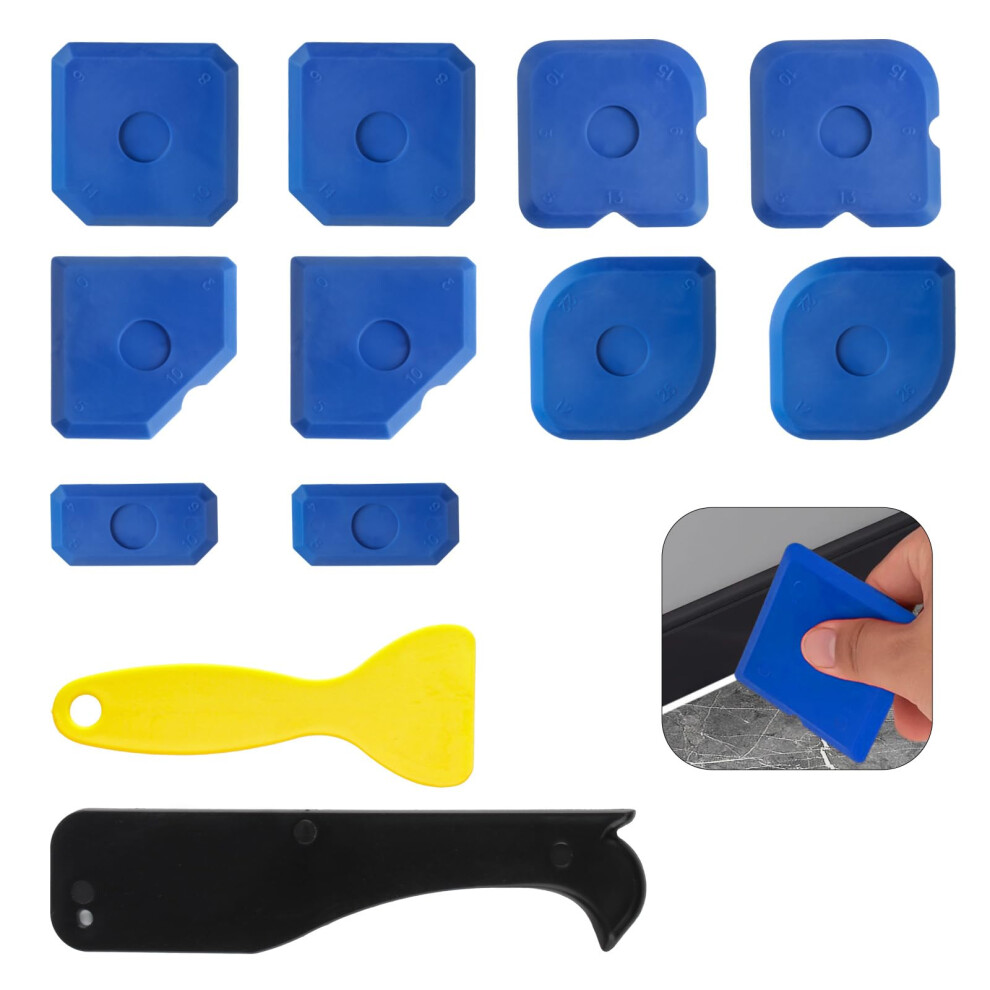 12 Pcs Silicone Caulking Tool Kit Set, Caulk Caulking Silicone Sealant Finishing Tool Set, Silicone Profiling Kit, Sealant Smoother Tool 5051226943584