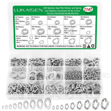 1147PCS Flat Washers, Flat Penny Washers, Stainless Steel Washer for Screws & Bolts with 10 Sizes M2 M2.5 M3 M4 M5 M6 M8 M10 M12, Metric Flat and Spr