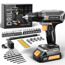 VIWKO Cordless Drill, 20V Electric Combi Drill Set, 25+1 Torque 370 in-lb Power Drills, Electric Screwdriver with 56PCS Accessories LED Light, 2.0Ah