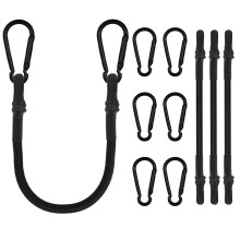 Adiwo Bungee Cords with Carabiner Clips, 4 Pack 30cm/12Inch Black Extra Strong Bungee Straps with Hooks, Removable Heavy Duty Carabiner, for Camping,