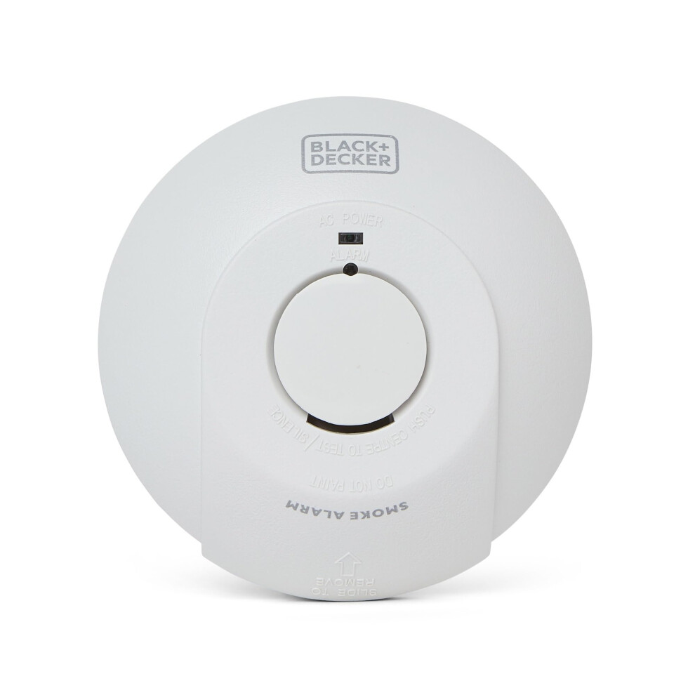 Black+Decker Mains Smoke Alarm. Mains Powered Smoke Detector, Interlinked Wired With Battery Back Up. Optical Smoke Alarm For Home With Fast Fix Easy 32903249