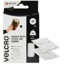 VELCRO Brand | Heavy Duty Stick On Coins | Industrial Strength Hook & Loop Self Adhesive Sticky Coins Perfect for Room Décor & Home, Office, Garage