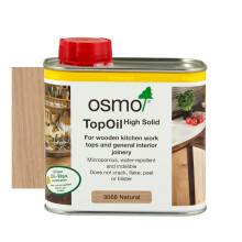 Osmo TopOil - High Solid Oil 3068, Natural Matt, 500ml - Durable Wood Oil for Wooden Kitchen Surfaces, Water-Resistant & Food Safe, Wood Treatment &