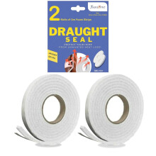 10M Draft Excluder Tape for Windows, Self Adhesive Weather Stripping Foam Tape, 2 Rolls of 5M Draught Excluder for Doors, 9mm Wide & 5mm Thick White