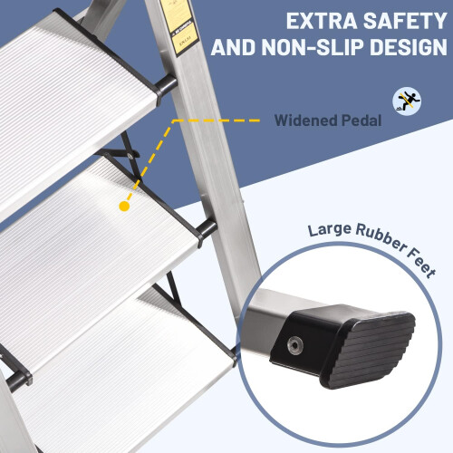 XinSunho Step Ladder 4 Step, Aluminum Folding Step Stool with Retractable Handgr 2