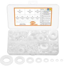 650 Pcs Nylon washers, White Flat Plastic Spacers Washers, Assorted Round Tap Seals Gaskets Rings Washers for Plumbing, Screws Bolts, 5-20mm, M2/M2.5