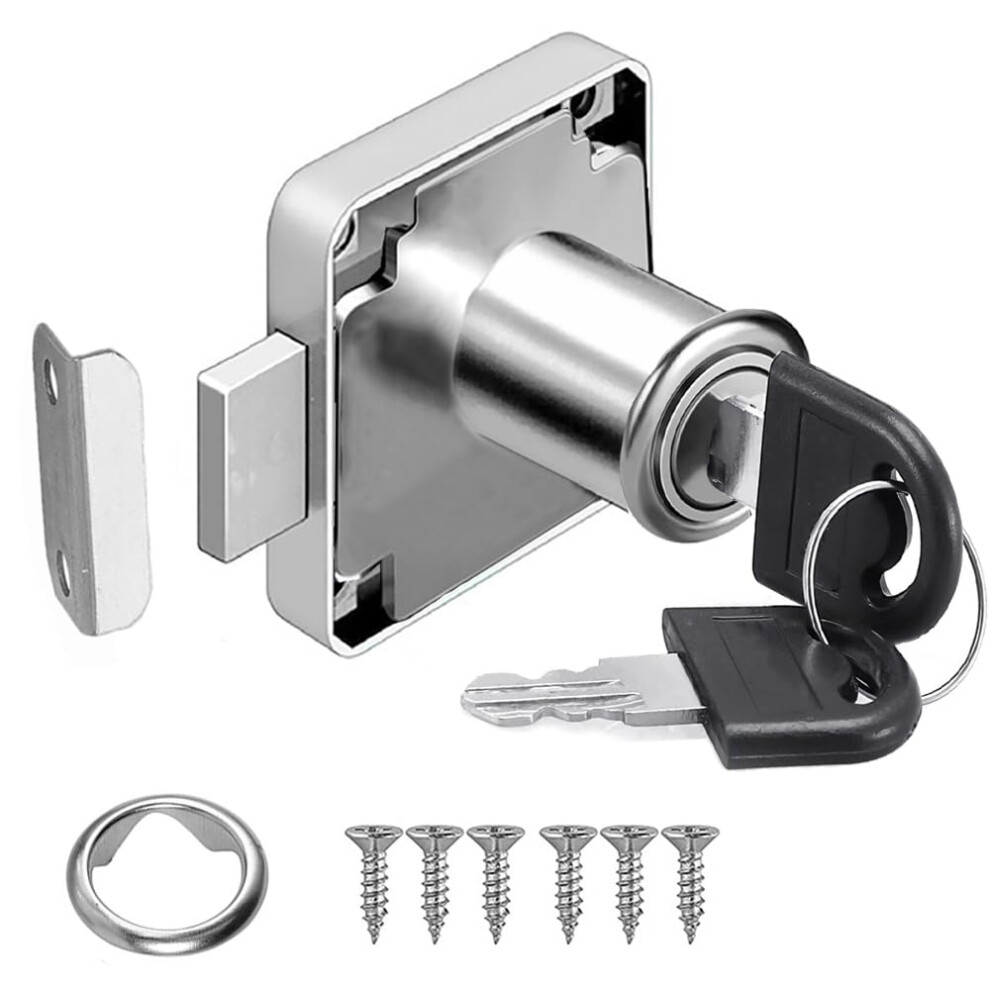 Litensh Cam Lock - 22Mm Security Cabinet Lock With Key For Cupboard, Furniture, Cabinet, Mailbox, Drawer, Household, Office 3428541537088