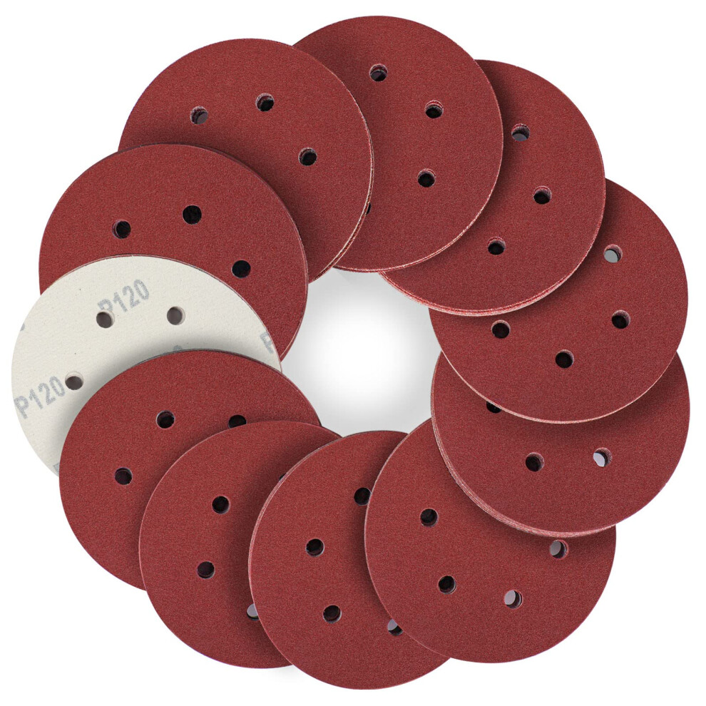 Stebruam 150Mm Sanding Discs 120 Grits 50Pcs,Hook And Loop Sandpaper Pads For 6 Inch 6 Hole Random Orbital Sander 69206115