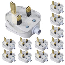 KC cable 13A Fused Plug, 12 Pack 3 Pin Plug 13 Amp Fused Mains Plugs UK Plug with Cord Grip Rewireable Heavy Duty Electrical Plug Durable for Home, O