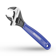 WORKPRO 250mm Wide Mouth Adjustable Wrench, Metric Adjustable Spanner with Bi-Material Soft Grip