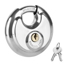 ASelected 70 Mm Stainless Steel Disc Lock Outdoor Heavy Duty Waterproof Anti Cut Padlock with Key Padlock for Warehouses, Containers, Garages, Gates
