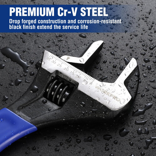 WORKPRO 250 mm Wide Mouth Adjustable Wrench, Metric Adjustable Spanner with Bi-Material Soft Grip 2
