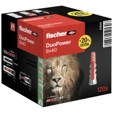 fischer DuoPower 8 x 40 in the Attractive Lion Action Box, Universal Dowels, Powerful 2-Component Dowels for Mounting in Concrete, Bricks, Stone, etc