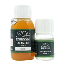 Rubio Monocoat Oil Plus 2C Wood Finish, 5 m² - Pure | Quick-Dry, Eco-Friendly Linseed Wood for Indoor Use, Includes Accelerator (Part B) | Protector