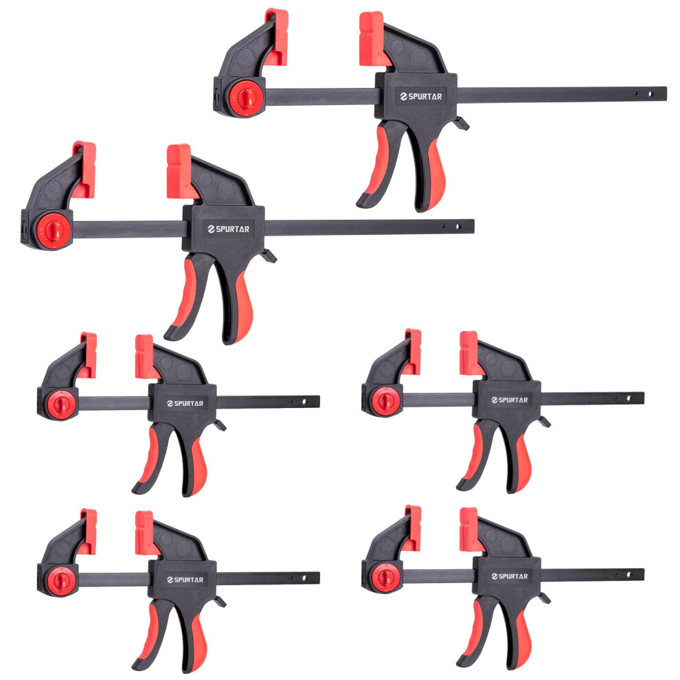 Spurtar 6Pcs Clamps For Woodwork 6" And 12" Quick-Release Wood Clamps Heavy Duty Spreader For Woodworking Metalworking Crafts Diy Household Projects 5051227855275